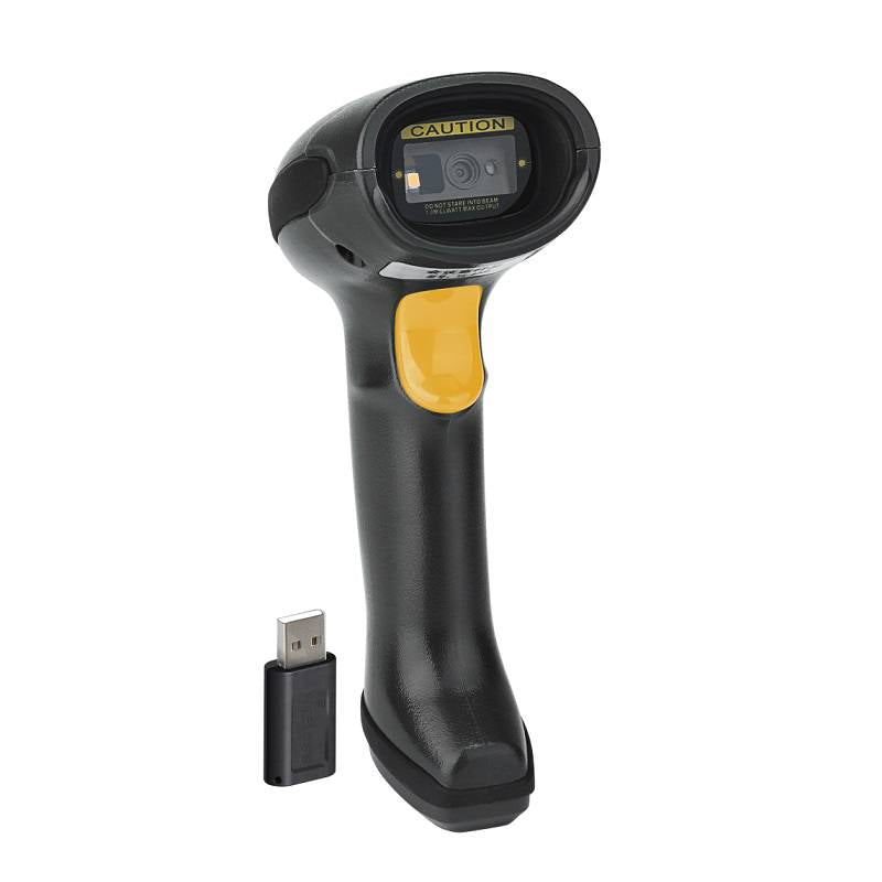 Lector de codigo de barra y QR AON, HS-250 2D, conexión inalámbrica 2.4G y Bluetooth, con base, Negro
