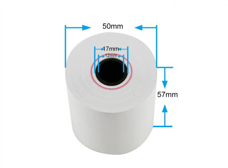Rollo de Papel Termico de 57mm x 50mts, para Cajas Registradoras, Impresoras y Puntos de venta