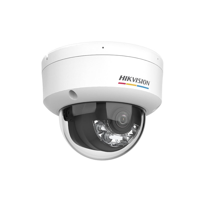 Camara IP Domo Hikvision, POE, 2.8mm, 2MP, IR 30m, Smart Hybrid Light, Micrófono, IP67, IK08, Color Vu 3.0, Metal, Tipo Cupula