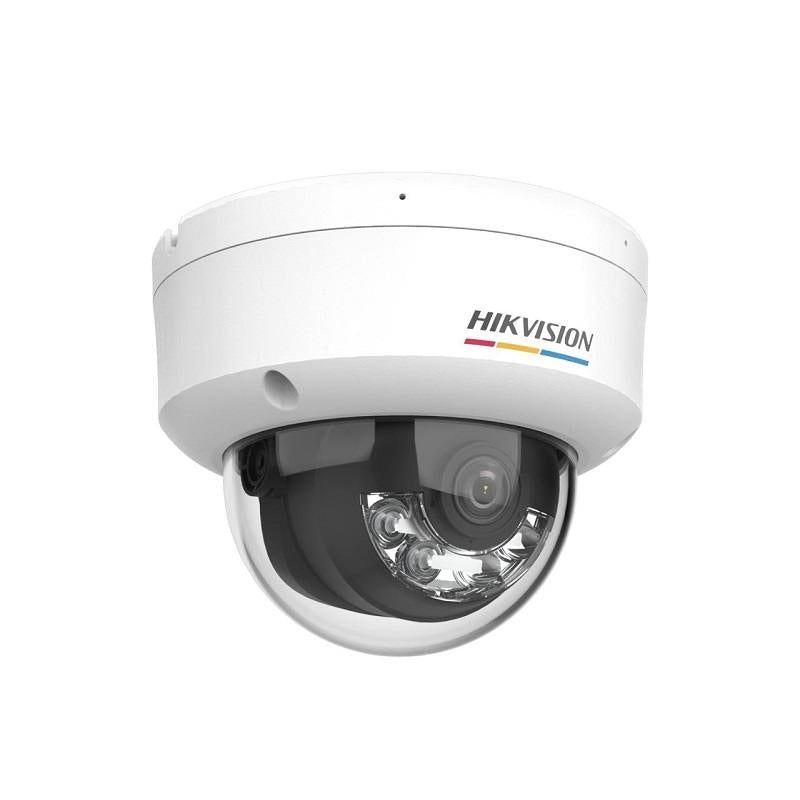 Camara IP Domo Hikvision, POE, 2.8mm, 2MP, IR 30m, Smart Hybrid Light, Micrófono, IP67, IK08, Color Vu, Metal, Tipo Cupula