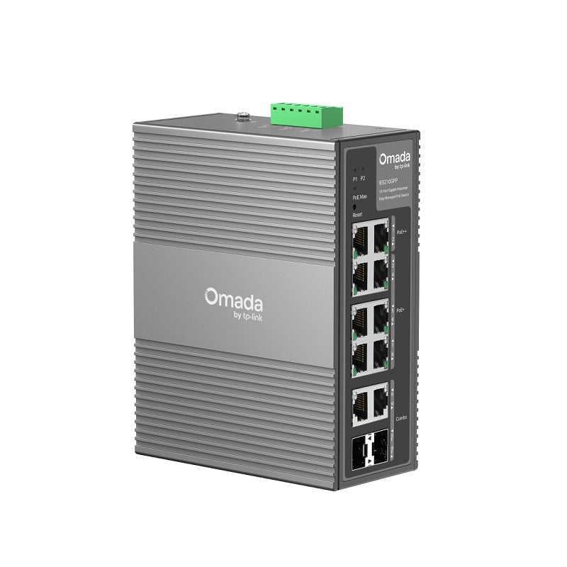 Switch Industrial TP-LINK IES210GPP Omada con 8 Puertos Gigabit (2× PoE++, 6× PoE+), 2× Puertos RJ45/SFP Gigabit