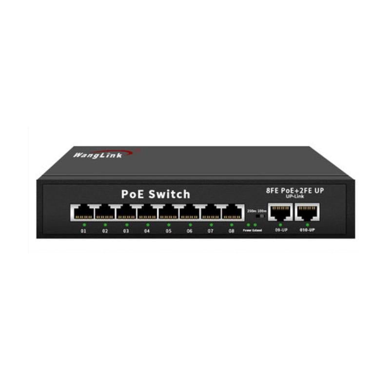 Switch T-VISION 8FE-2FE, De 8 Puertos POE 10M/100M + 2 Puertos 100M UpLink, 120W
