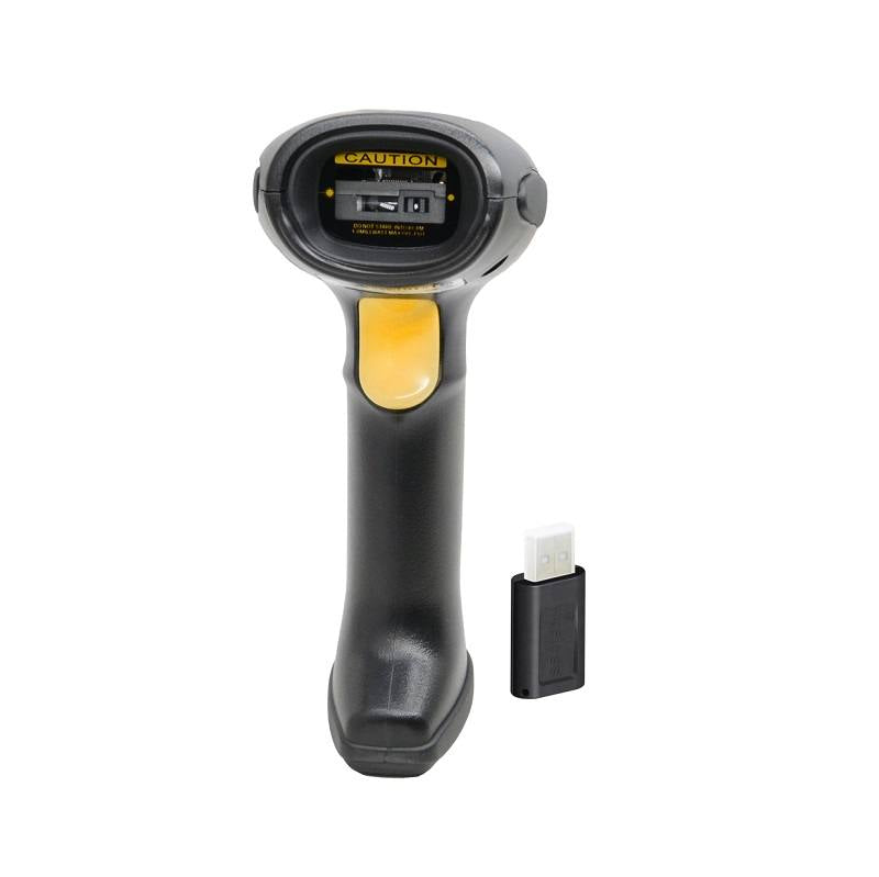 Lector de codigo de barra AON, HS-150 1D, conexión inalámbrica 2.4G y Bluetooth, con base, Negro (1001)