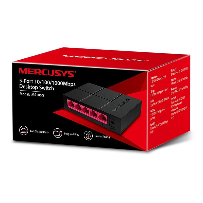 Switch MERCUSYS MS105G De 5 Puertos 10/100/1000 Mbps Gigabit
