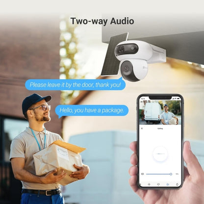 Cámara EZVIZ HB90 IP Wifi, 4MP 2K+ doble lente, 360°, VN Color, Audio bidireccional, IR 35M, batería, MSD de hasta 256GB, y panel solar incluidos