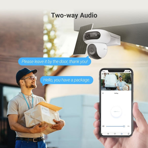 Cámara EZVIZ HB90 IP Wifi, 4MP 2K+ doble lente, 360°, VN Color, Audio bidireccional, IR 35M, batería, MSD de hasta 256GB, y panel solar incluidos