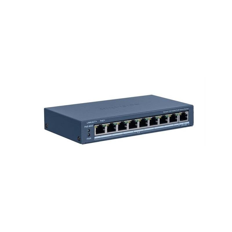 Switch Hikvision DS-3E1309P-EI/M, de 8 Puertos Fast Ethernet 10/100 PoE + 1 puerto Gigabit RJ45 Uplink