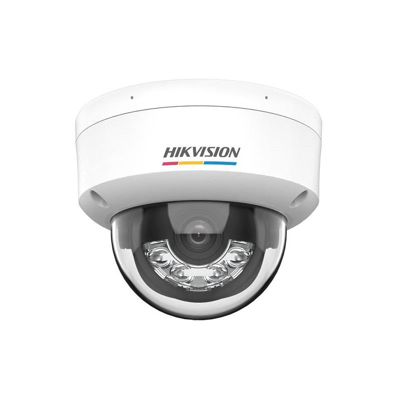 Camara IP Domo Hikvision, POE, 2.8mm, 2MP, IR 30m, Smart Hybrid Light, Micrófono, IP67, IK08, Color Vu, Metal, Tipo Cupula