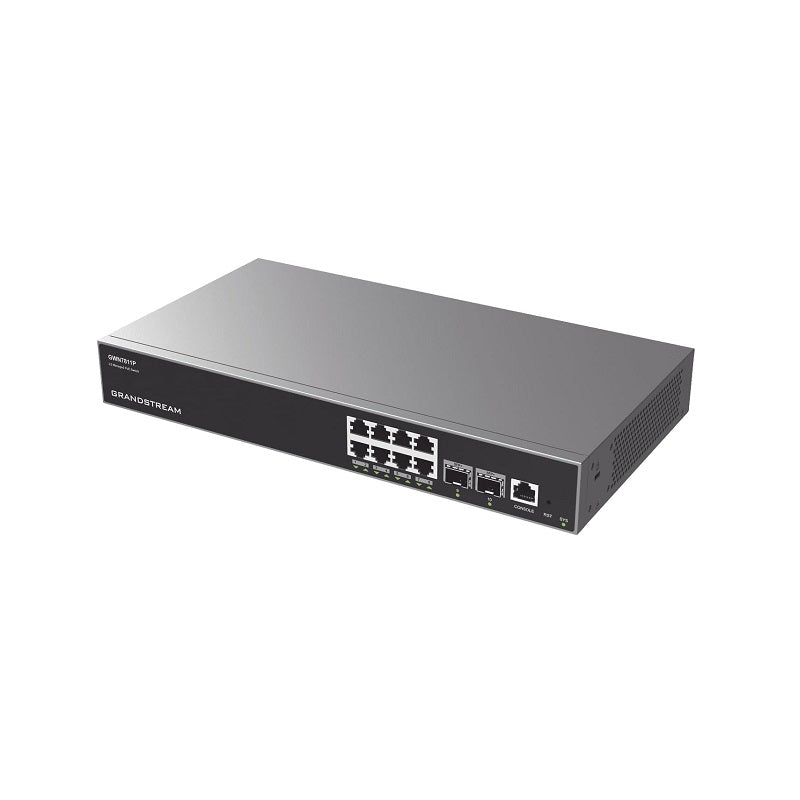 Switch GrandStream GWN7811P de 8 puertos Poe Gigabit 100/1000/1000Mbps, 2 Puertos SFP+ de 10 Gigabits, Hasta 120W, GWN Cloud