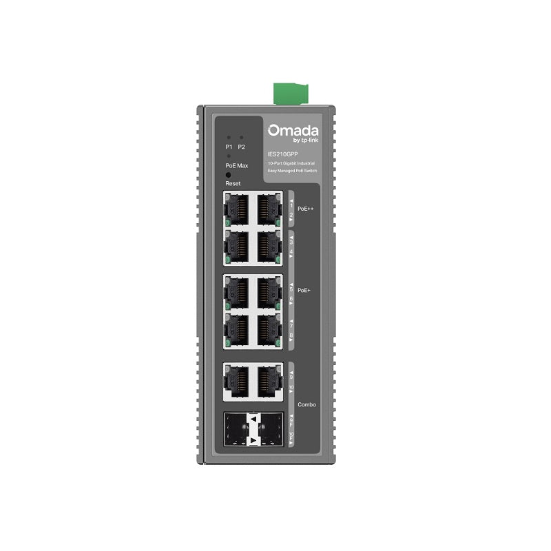 Switch Industrial TP-LINK IES210GPP Omada con 8 Puertos Gigabit (2× PoE++, 6× PoE+), 2× Puertos RJ45/SFP Gigabit