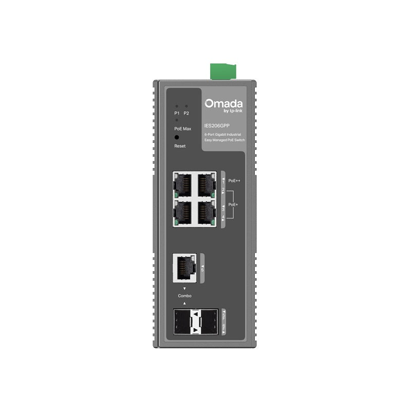 Switch Industrial TP-LINK IES206GPP Omada con 6 Puertos Gigabit, 3 Puertos PoE+ y 1 Puerto PoE++