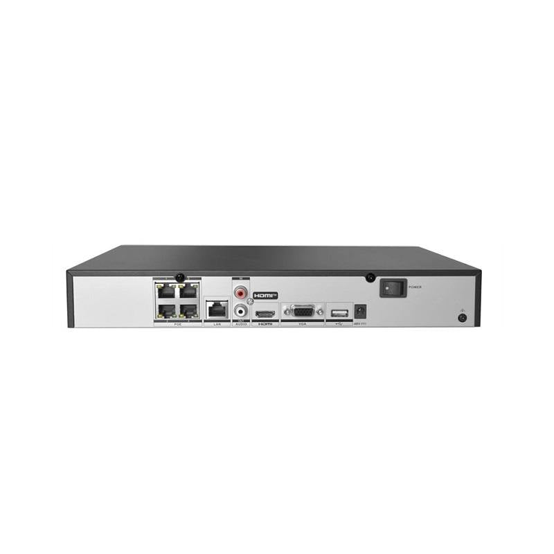 NVR Hikvision AcuSense 4CH POE 4K, Graba hasta 12MP, HDMI,VGA, Soporta hasta 1x 10TB