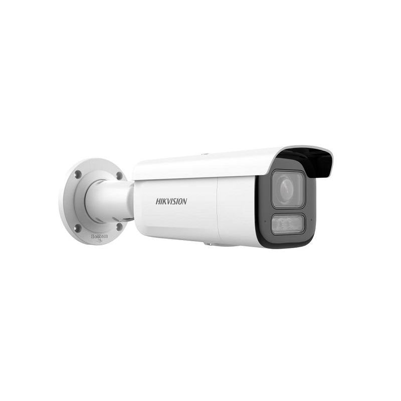 Cámara IP Bullet Hikvision, POE, 2.8-12 mm, 4MP, IR 60m, Smart Hybrid Light, Micrófono dual, Outdoor/Indoor, IP67, IK10, Metal