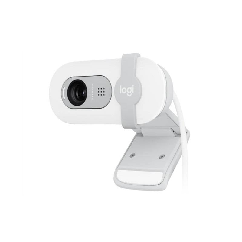 Webcam Logitech BRIO 100, Full HD 2MP, micrófono incorporado, conexión USB 2.0 Plug and Play, Blanco