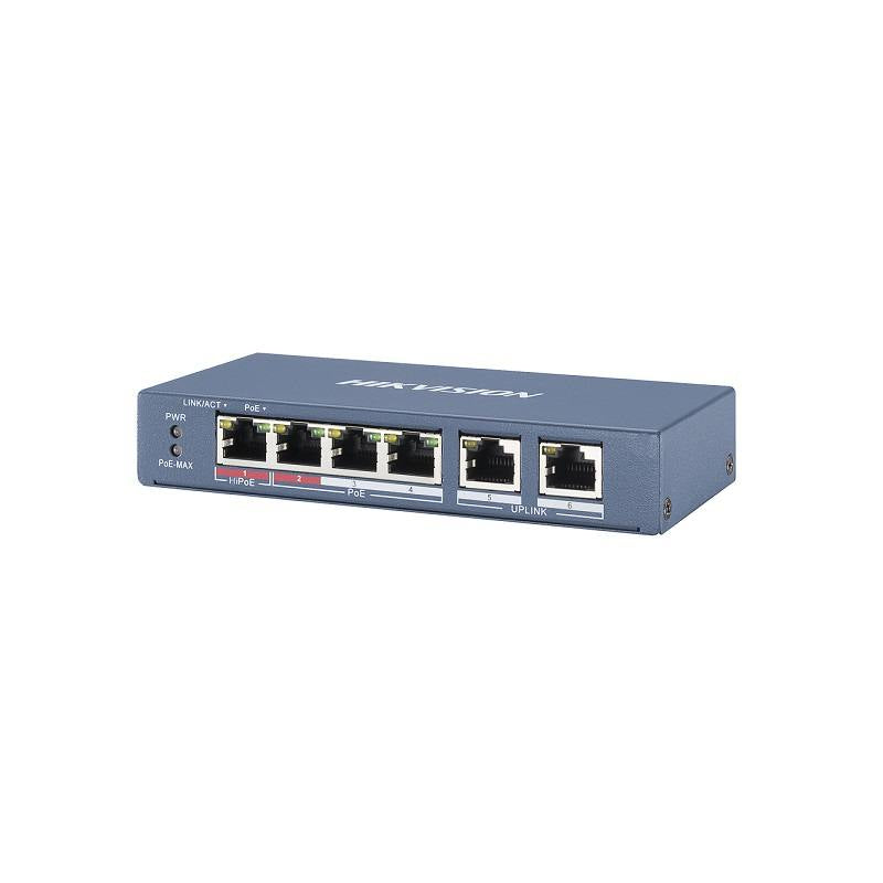 Switch Hikvision DS-3E0106HP-E, de  4 puertos poe 10 /100, 1 puerto hipoe, No Administrable