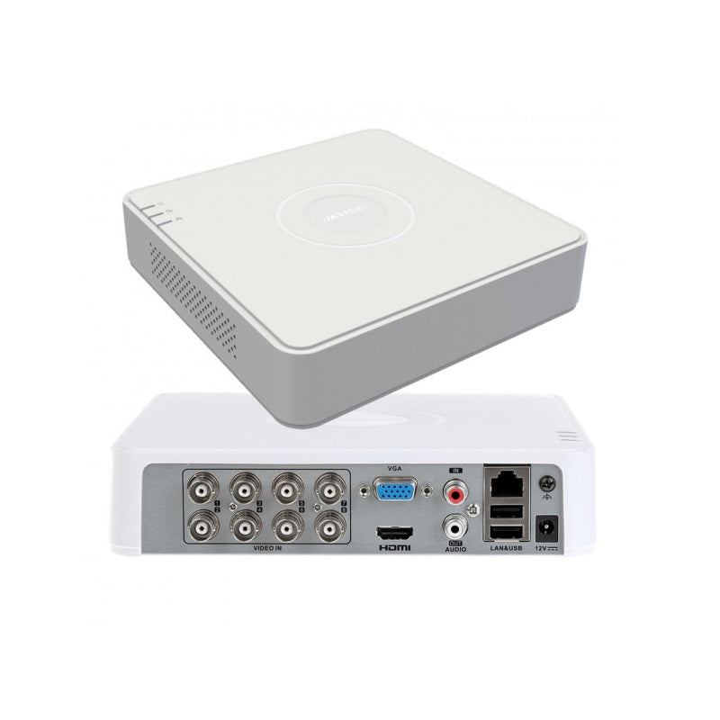 DVR Hikvision TURBO HD H.265 8CH, HDTVI, AHD, CVI, CVBS, IP, 1080P / 5 MP LITE, HDMI, VGA, Hasta 1x10TB