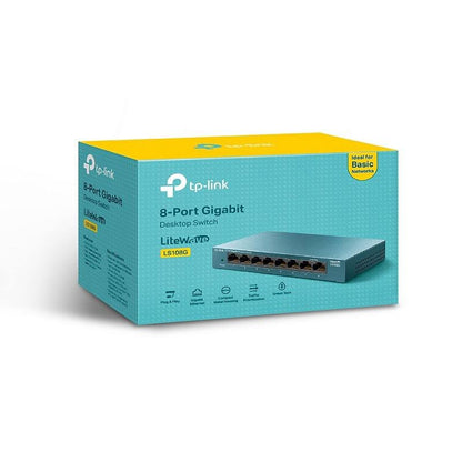 Switch TP-LINK LS108G de Sobremesa con 8 puertos RJ45 a 10/100/1000Mbps Gigabit