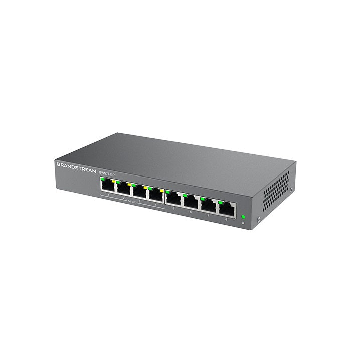 Switch GrandStream GWN7711P capa 2 Lite de 8 puertos Gigabit Ethernet. 4 puertos PoE+, Administrable, 60W