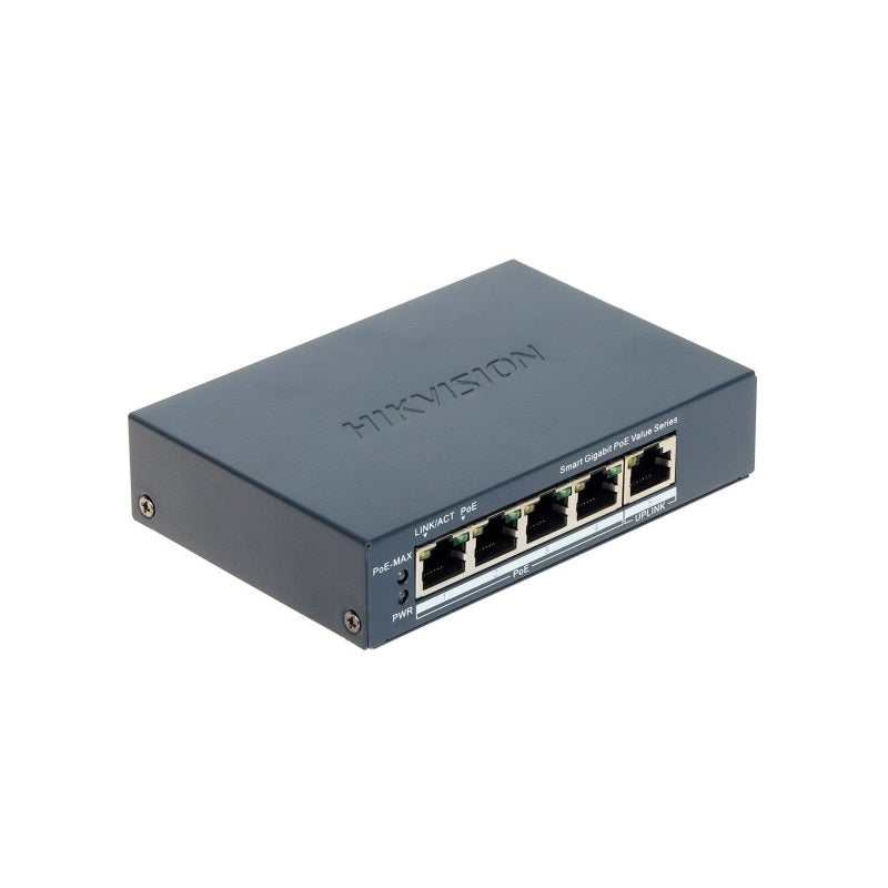 Switch Hikvision DS-3E1505P-EI/M, de 4 Puertos Gigabit PoE + 1 puerto Gigabit RJ45, 50W