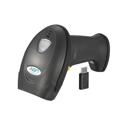 Lector de codigo de barra AON, HS-150 1D, conexión inalámbrica 2.4G y Bluetooth, con base, Negro (1001)
