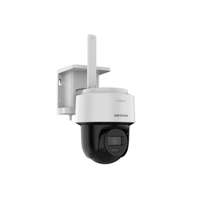 Cámara IP Mini PT Hikvision 4G LTE, 2.8mm, 4MP 2K, IR 30m, Smart Hybrid Light, audio bidireccional, IP66, Plástico