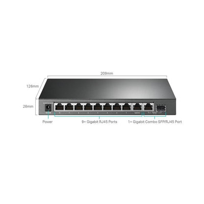 Switch TP-LINK TL-SG1210MPE de 10 Puertos Gigabit, con 8 Puertos PoE+, 1 puerto SFP/RJ45
