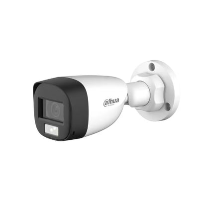 Cámara Bullet DAHUA CVI/CVBS/AHD/TVI, Smart Dual Light, 2.8mm, 2MP, IR 20m, Full Color, Micrófono, IP67, Plástico