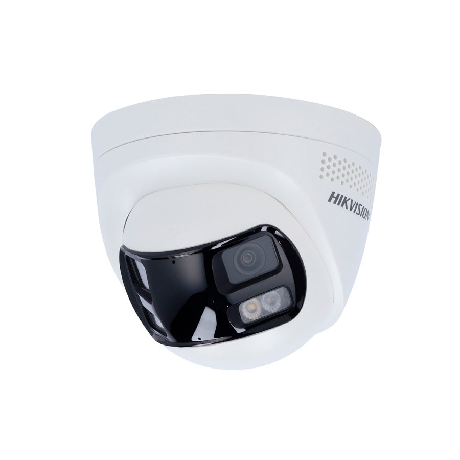 Cámara IP Domo Hikvision, POE, 2.8mm, 6MP 2K, doble lente 180°, IR 30M, Micrófono, IP67, Plástico