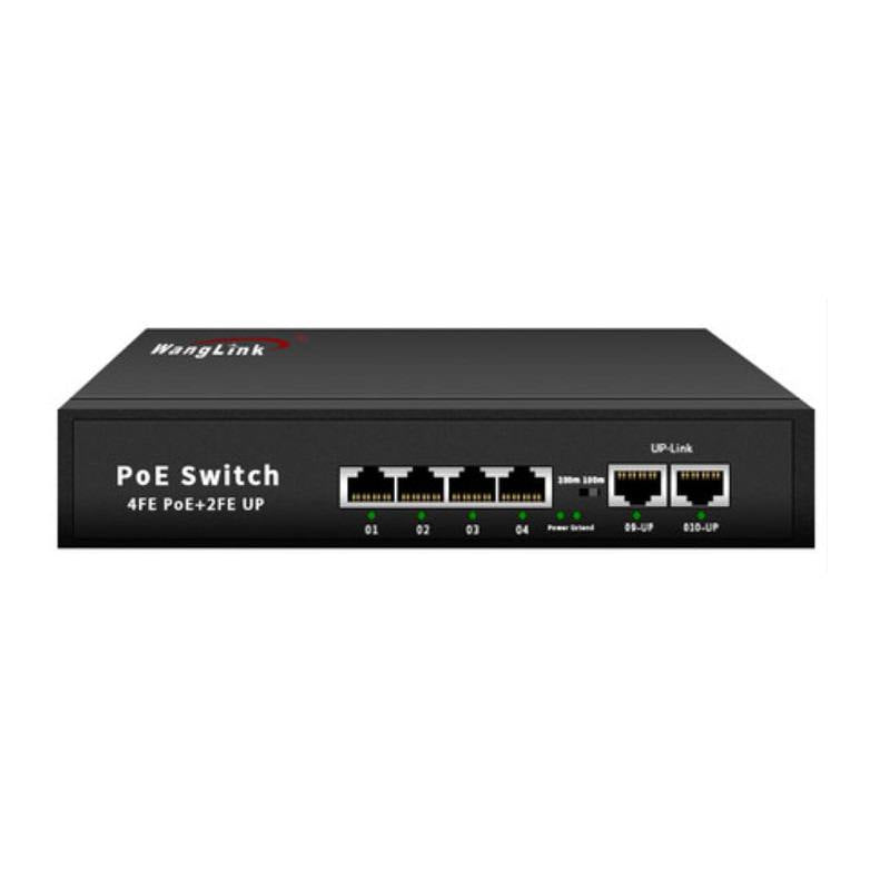 Switch T-VISION 4FE-2FE, De 6 Puertos, 4 Puertos POE 10/100M + 2 Puertos FE UpLink, 96W