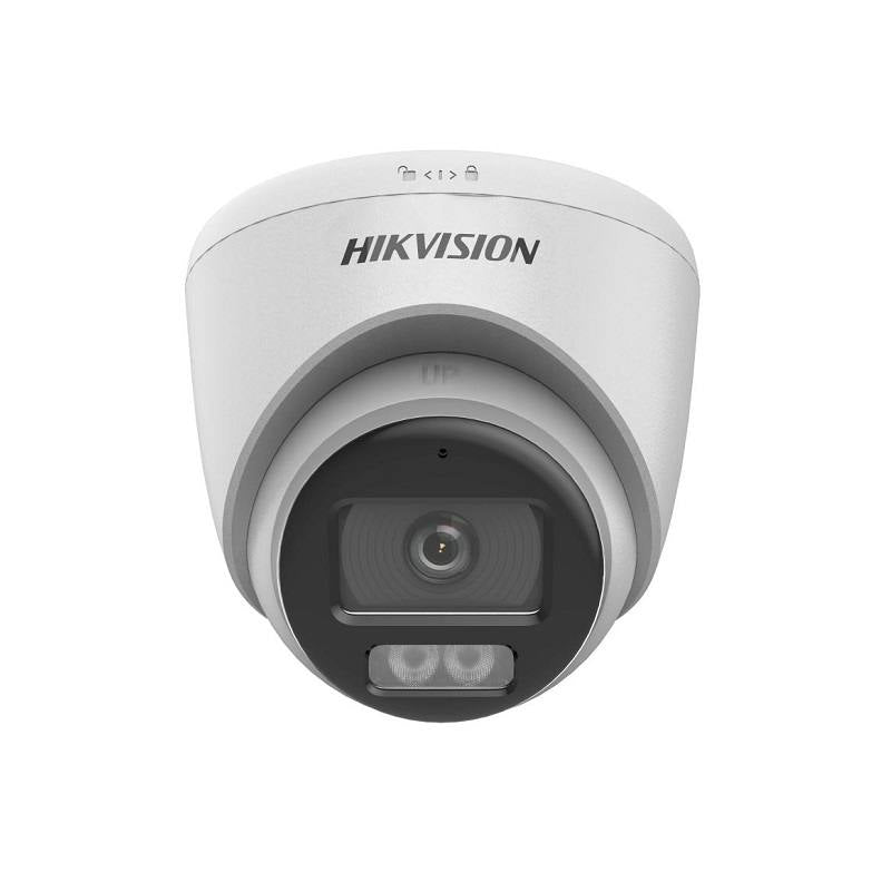 Camara Domo Hikvision TVI, AHD, CVI, CVBS, 2.8mm, 5MP 3K, IR 40m, Smart hybrid light, Color Vu, Micrófono, IP67, Metal