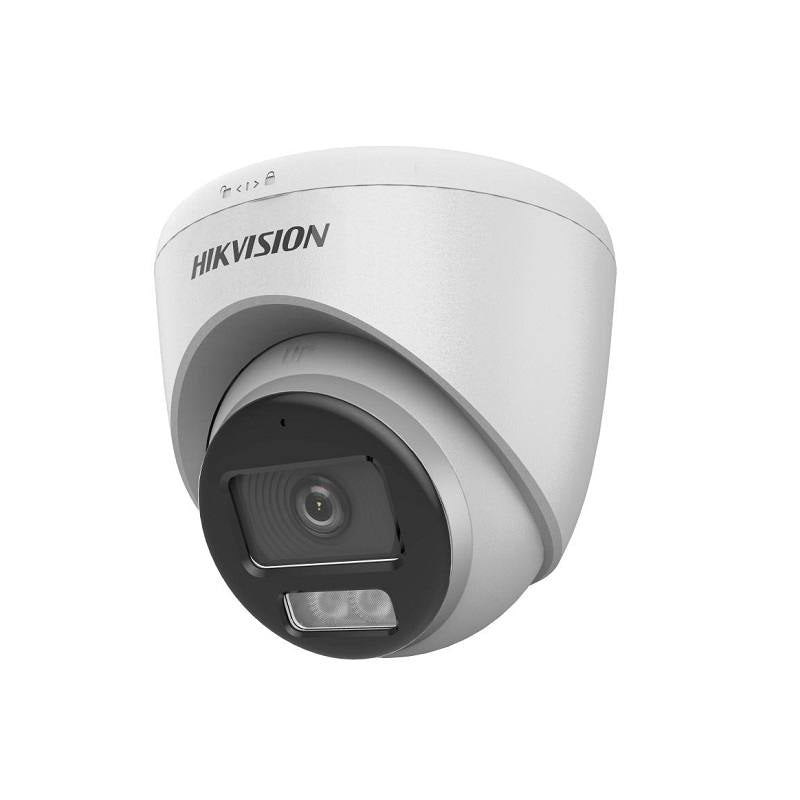 Camara Domo Hikvision TVI, AHD, CVI, CVBS, 2.8mm, 5MP 3K, IR 40m, Smart hybrid light, Color Vu, Micrófono, IP67, Metal