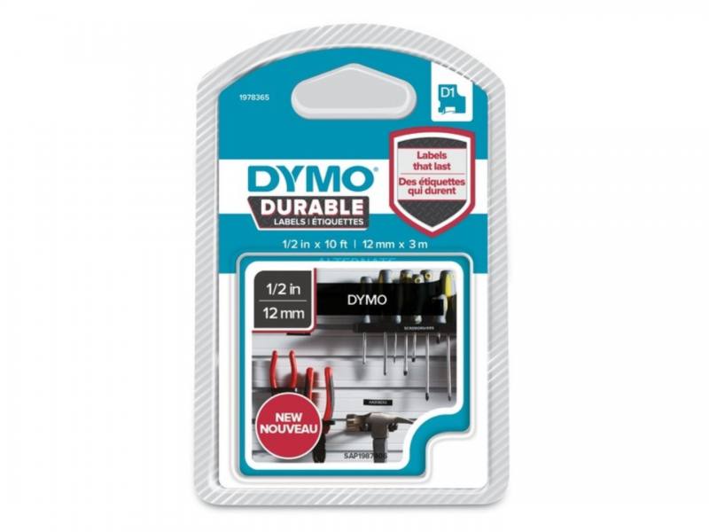 Cartucho de cinta de etiquetado, DYMO D1 1/2" x 10ft, Negro