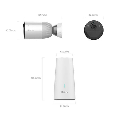 Kit Cámaras EZVIZ BC1-B2, 2x IP Bullet 2MP 1080p FHD + estación base, audio bidireccional, IP66, bateria integrada