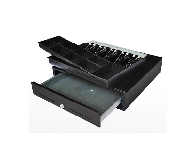Kit Punto de Venta POS Todo en Uno: Lector de Código de Barras Láser con Base, Impresora Térmica Portátil 58mm Bluetooth/USB y Gaveta de Dinero Metálica